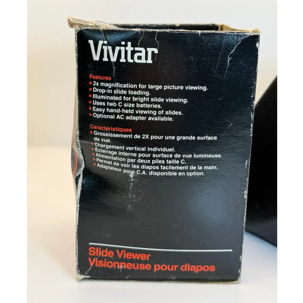 VTG Vivitar Slide Viewer Lighted 35mm Film Viewer 2x Magnifier w Box Retro Photo